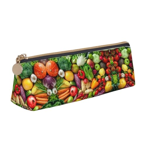 DNBCLEZK Federmäppchen mit frischem Obst und Gemüse für Mädchen und Jungen, bedrucktes Leder, niedlich, personalisierbar, weiß, Einheitsgröße, Taschen-Organizer von DNBCLEZK