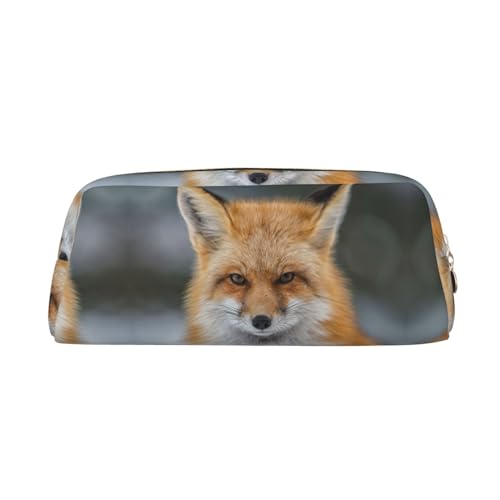 DNBCLEZK Fox Federmäppchen für Mädchen und Jungen, bedrucktes Leder, niedlich, personalisierbar, gold, Einheitsgröße, Taschen-Organizer von DNBCLEZK