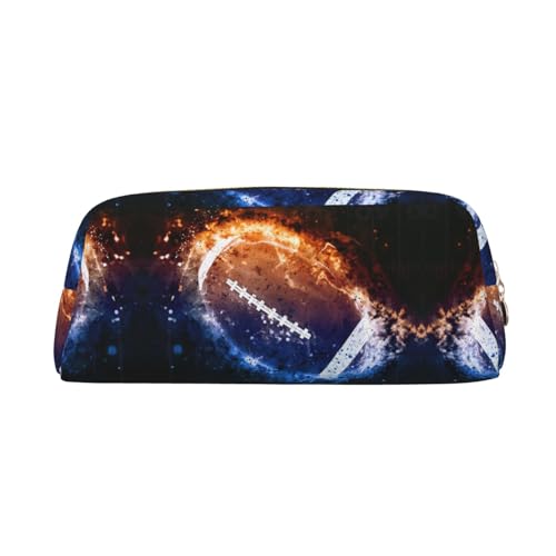 DNBCLEZK Galaxy Space American Football Federmäppchen für Mädchen und Jungen, bedrucktes Leder, niedlich, personalisierbar, Federmäppchen, Schreibwaren-Aufbewahrungstaschen, gold, Einheitsgröße, von DNBCLEZK