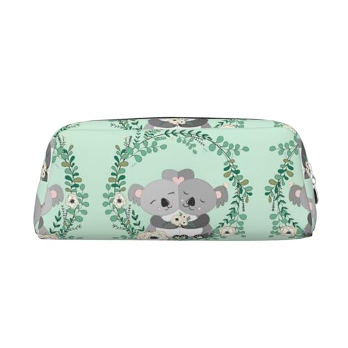 DNBCLEZK Koala Federmäppchen für Mädchen und Jungen, bedrucktes Leder, niedlich, personalisierbar, Schreibwaren-Aufbewahrungstaschen, silber, Einheitsgröße, Taschen-Organizer von DNBCLEZK