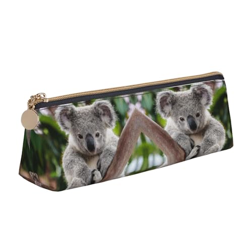 DNBCLEZK Niedliches Koala-Federmäppchen für Mädchen und Jungen, bedrucktes Leder, niedliche personalisierte Schreibwaren-Aufbewahrungstaschen, weiß, Einheitsgröße, Taschen-Organizer von DNBCLEZK