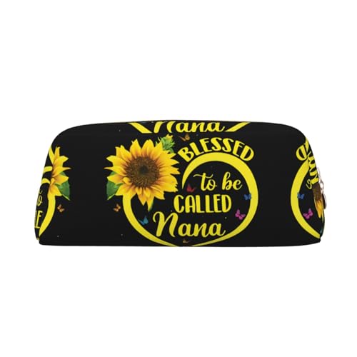 DNBCLEZK Niedliches Leder-Federmäppchen für Mädchen und Jungen, Motiv: Blessed to Be Called Sonnenblume, personalisierbar, Schreibwaren-Aufbewahrungstaschen, gold, Einheitsgröße, Taschen-Organizer von DNBCLEZK