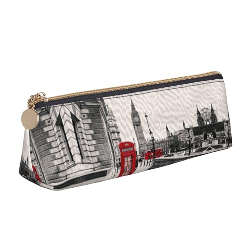 DNBCLEZK Red Phone Booth London Street Federmäppchen für Mädchen und Jungen, bedrucktes Leder, niedlich, personalisierbar, weiß, Einheitsgröße, Taschen-Organizer von DNBCLEZK