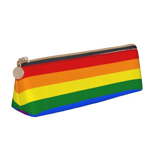 DNBCLEZK Regenbogen-Federmäppchen für Mädchen und Jungen, bedrucktes Leder, niedlich, personalisierbar, weiß, Einheitsgröße, Taschen-Organizer von DNBCLEZK