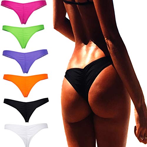 Brasilianischer Bikini für Damen, Strandmode, V-Rüschen, Bikinihose, Badeanzug, Schwarz , XL von DODOING