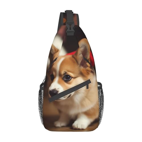 Umhängetasche mit verstellbarem Riemen, Bichon Frisé-Brusttasche für Damen und Herren, Tagestasche, Wandern, Reisen, Süße Corgi, Einheitsgröße von DOFFO