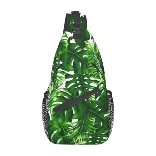 Umhängetasche mit verstellbarem Riemen, Blue Ridge Parkway Mountains Brusttasche für Damen und Herren, Tagestasche, Wandern, Reisen, Monstera Deliciosa Bananenpalme, Einheitsgröße von DOFFO