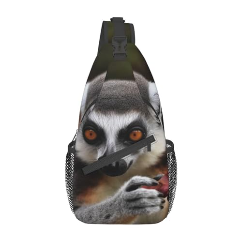 Umhängetasche mit verstellbarem Riemen, Delfin-Kunst-Brusttasche für Damen und Herren, Tagestasche, Wandern, Reisen, Affe Lemur Cute, Einheitsgröße von DOFFO