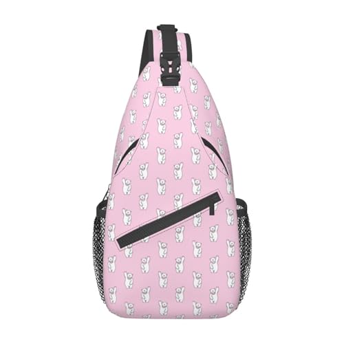 Umhängetasche mit verstellbarem Riemen, Eisbär, rosa Brusttasche für Damen und Herren, Tagestasche, Wandern, Reisen, Eisbär Pink, Einheitsgröße von DOFFO