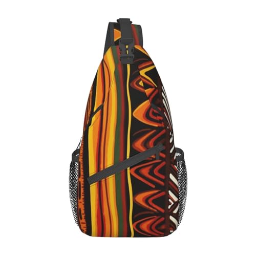 Umhängetasche mit verstellbarem Riemen, Hahn und Huhn-Druck, Brusttasche für Damen und Herren, Tagestasche, Wandern, Reisen, Afrikanische Streifen, Einheitsgröße von DOFFO