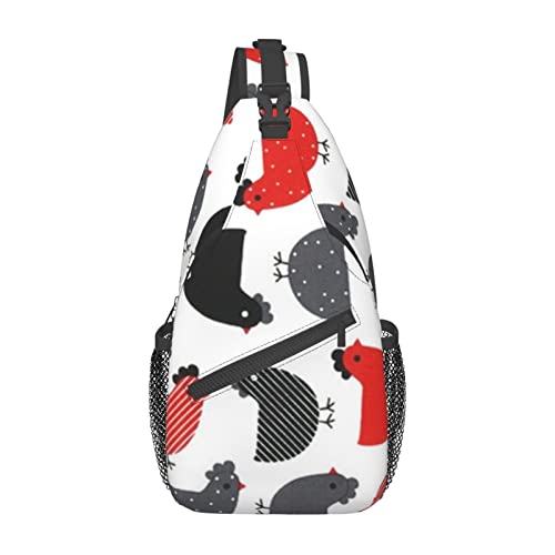 Umhängetasche mit verstellbarem Riemen, Heißluftballon-Brusttasche für Damen und Herren, Tagestasche, Wandern, Reisen, Kreatives Cartoon-Huhn, Einheitsgröße von DOFFO