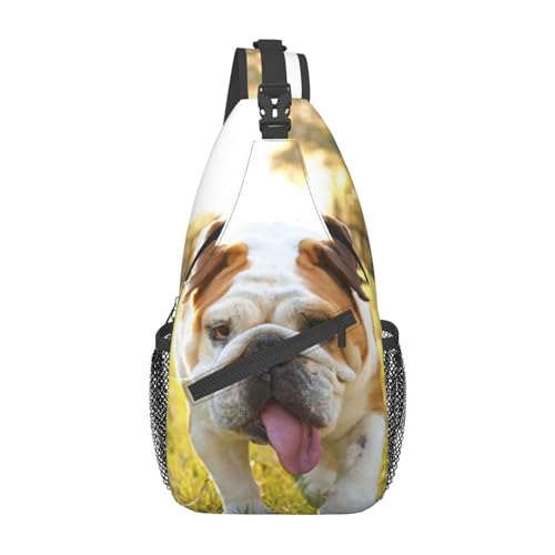 Umhängetasche mit verstellbarem Riemen, Sommer-Brusttasche für Damen und Herren, Tagestasche, Wandern, Reisen, Niedlicher Bulldoggenwelpe, Einheitsgröße von DOFFO