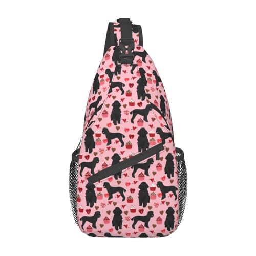 Umhängetasche mit verstellbarem Riemen, Sommer-Brusttasche für Damen und Herren, Tagestasche, Wandern, Reisen, Pink Pudel Hunde, Einheitsgröße von DOFFO