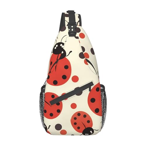 Umhängetasche mit verstellbarem Riemen, lustige Marienkäfer-Brusttasche für Damen und Herren, Tagestasche, Wandern, Reisen, Funny Ladybug, Einheitsgröße von DOFFO