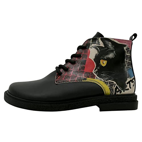 DOGO Schuhe Vegane Damen Victoria Boots - Artsy Cat Collage 36 von DOGO