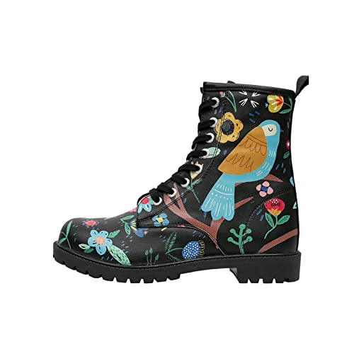 DOGO Vegane Damen Boots Stiefeletten - Flower & Birds 39 von DOGO