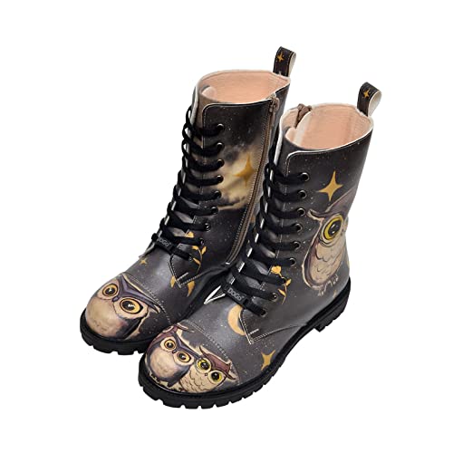 DOGO Zipsy - Owls Family - Vegane Damen Stiefel 39 von DOGO