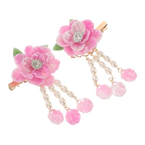 DOITOOL 1 Paar Haarnadel Traditionelle Japanische Kimonos Blumenhaarspangen Für Chinesische Haare Haarschmuck Für Frauen Hochzeit Japanischer Stil Braut Perle Entenschnabel-clip Rosa von DOITOOL