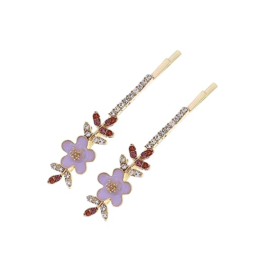 DOITOOL 1 Paar Strass-Blumen-Haarspange Blumen-Haarnadel Haarschmuck für Mädchen Metall Haarspangen Haarklammer Haarschmuck aus Strass Haarklemme Perle Kombination Legierung Strass Violett von DOITOOL