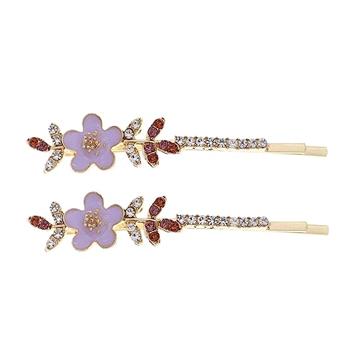 DOITOOL 1 Paar Strass-Blumen-Haarspange Sternkopfschmuck Perlenhaarspangen Haarklammer haarschmuck Haarnadel Haarklemme Haarspangen für Mädchen Metall Hinterkopf Legierung Strass Violett von DOITOOL