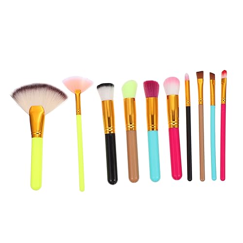 DOITOOL 10st Farbige Make-up-pinsel Gesichtspuder Mädchen Make-up Foundation-make-up Kosmetisches Pinselwerkzeug Tragbarer Make-up-pinsel Tragbares Make-up Bilden Malen Kosmetik Kunstfaser von DOITOOL