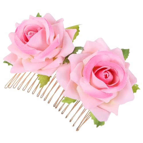 DOITOOL 1Stk Rosenhaar Blumenbroschen für Damen braut kopfschmuck Hochzeit Tiara Haarnadel Braut Haarschmuck braut haarkamm Strasssteine schmücken Haarpfropfen Kopfbedeckung Fräulein Stoff von DOITOOL