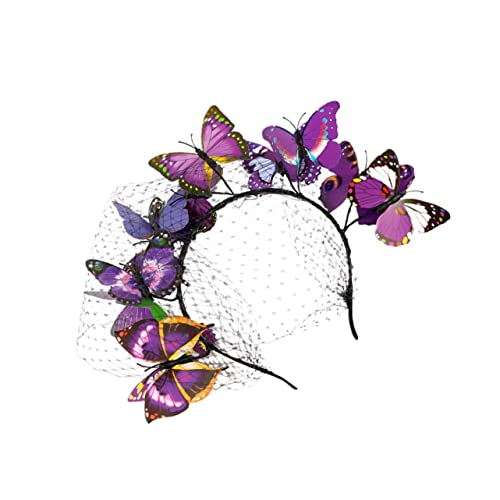 DOITOOL 1Stk Schmetterlings-Stirnband Braut-Fascinator Hochzeitskopfschmuck für die Braut Haarschmuck Haarband Haarklammer hochzeitsdeko Frau Kopfschmuck Mädchen-Stirnband von DOITOOL