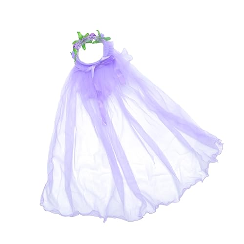 DOITOOL 1stk Blumenmädchen Hochzeitsschleier Spitzenstirnband Mädchen Schleier Blumenkinderschleier Der Kommunion Weißer Schleier Kranz Krone Schleier Die Blumen Braut Schleife Violett von DOITOOL