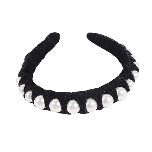 DOITOOL 1Stk breite stirnbänder damen schwarze elastische Haargummis Schwämme haarschmuck Tiara Haarband Perlenkopfschmuck Haarreifen Elastizität Stirnband Kopfbedeckung Fräulein Schal von DOITOOL