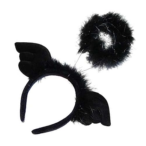 DOITOOL 1stk Hasenkostüm Feen Stirnbänder Transfers Zum Basteln Aufreiben Schwarze Tiara Hochzeit Stirnbänder Flügel Stirnband Halloween-engel-dekoration Mädchen Engel Cosplay Kleidung Ohr von DOITOOL