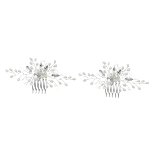 DOITOOL 2St Brautperlenkamm Hochzeit Brautkopfschmuck Perlenhaarkamm haarschmuck Haarnadeln mit Strasssteinen Haar Klammern Brautkopfschmuck für die Hochzeit Mädchen Damen von DOITOOL