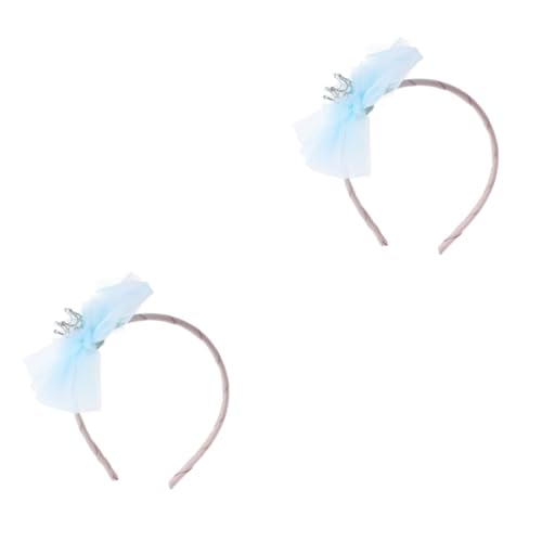 DOITOOL 2St Geburtstagsfeier Stirnband blaue Haargummis Hijab für Kinder Haarband Tiara Kopfschmuck Mädchen Kopftuch heller Diamant Kopfbedeckung Schal Haarschmuck Spitze von DOITOOL