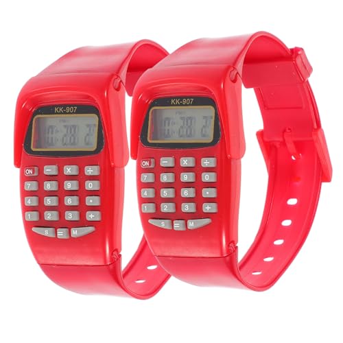 DOITOOL 2St Taschenrechner Armbanduhr Uhr mit geometrischer Berechnung Kinder digitaluhren Jungen kinderuhren Armbanduhr Kinder Männergeschenke zum Geburtstag Taschenrechner für Kinder rot von DOITOOL