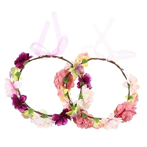 DOITOOL 2St künstlicher Blumenkranz Haarschmuck für die Braut Blumenkronen-Stirnband Blumenhaarband hair accessories for girls Blumengirlande Haarschmuck für die Hochzeit Party-Haarbänder von DOITOOL