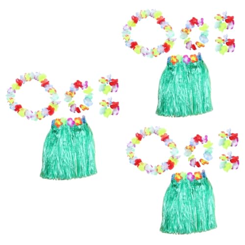 DOITOOL 3-Teiliges Set Blumengirlande Hawaii-Hula-Rock hawaiianisches Outfit für Mädchen die Röcke Halsband für Damen Luau Partyrock Hawaiischer Partyrock Erwachsener Halskette Partybedarf von DOITOOL