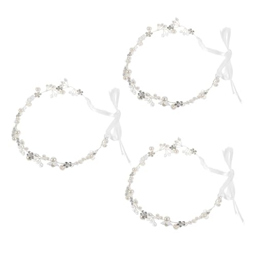 DOITOOL 3St Hochzeitskopfschmuck Haarband Haarstirnbänder Damen Kopfschmuck der Braut Haarschmuck Haargummis Haarstirnbänder für Damen Stirnbänder für die Braut Mädchen von DOITOOL