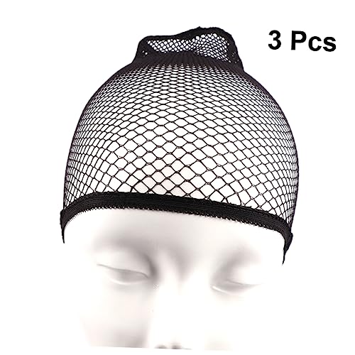 DOITOOL 3St Perückenkappen für Damen Haarnetze für Frauen schwarze Mesh Perückenkappen Haarteile für Damen Schal Perückennetz kein Kleber Bowler Hut Strümpfe Fräulein von DOITOOL