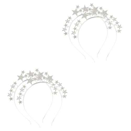 DOITOOL 4 Stück Stern Stirnband Neujahr Strass Stirnband Sternform Kopfschmuck Hochzeit Kopfschmuck Brautaccessoires Glitzerndes Strass Stirnband Kinder Haargummis von DOITOOL