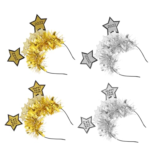 DOITOOL 4 Stück neues jahr stirnband Glitzer Pompons mädchen stirnbänder Ohr Haarschmuck Haarband Haar Klammern Haargummi Haarspange Foto-Requisite Süssigkeit Pailletten Zubehör schmücken von DOITOOL