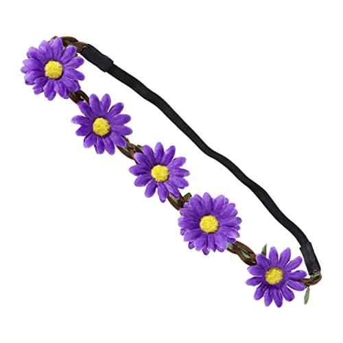 DOITOOL 5st Blumenkopfbedeckungen Fee Blumenkrone Mädchen Stirnband Haargummis Braut Kopfschmuck Party-blumen-stirnband Brautblumen-stirnband Kronenhaar Gänseblümchen Violett Fräulein von DOITOOL