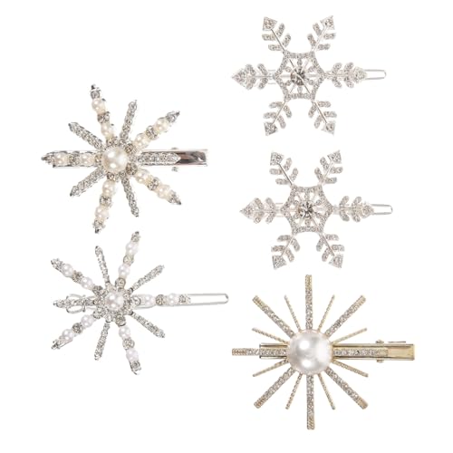 DOITOOL 5st Haarnadel Haarschmuck Glitzer Schneeflocke Bobby Weihnachtsschneeflocken-haarspangen Haarspangen Mit Strassperlen Schneeflockenhaar Diamantimitation Mädchen Kleinkind Krawatte von DOITOOL