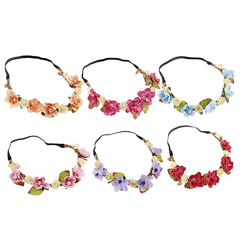 DOITOOL 6St Boho-Blumenkranz Säugling blumig weiche Kopftücher Weingirlande Boho-Kranz Haarschmuck für Babys Stirnband Haargummis Stoffhaarbänder für Babys Kopfbedeckungen Rosen Schal Kind von DOITOOL