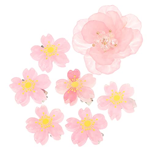 DOITOOL 7St Kirschblüten-Haarnadel Haarspangen für Kinder Haarspangen Haarspangen haarschmuck Tiara Haarspangen für Mädchen Blumenklammern Blumenmädchen Kopfbedeckung Harz von DOITOOL