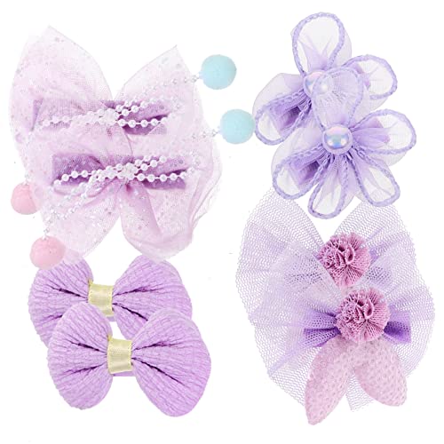 DOITOOL 8 Stk Mesh-schmetterling-haarspange Haarspangen Leinen Vollständig Gefütterte Schleifenhaarnadel Haarschmuck Mit Blumen Netzhaarnadel Für Mädchen Violett Krawatte Stirnband Kleine von DOITOOL