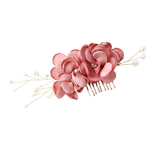 DOITOOL Haarschmuck Für Die Braut Brauthaarkamm Haarkamm für Frauen Brautjungfer Kamm Hochzeit Haarspange Tiara haarschmuck Hochzeit Haarkamm Koreanisch Kopfbedeckung Zubehör Damen Rosa von DOITOOL