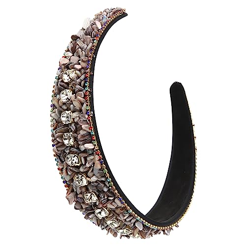 DOITOOL Diamant-stirnband Haargummis Für Damenhaar Strass-stirnbänder Für Damen Stirnbänder Breit Diamant-kopfschmuck Perlenstirnband Für Frauen Tiara Fräulein Fake-türkis Tuch Breitseite von DOITOOL