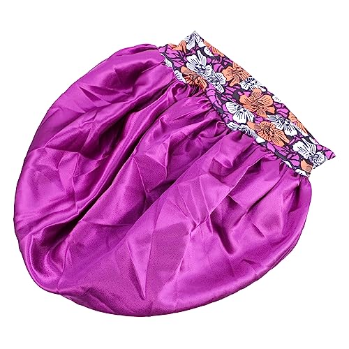 DOITOOL Duschhaube aus Satin haar zubehör haarschmuck comfort Elastic band cap haircare schlafhaube haarverlust gemütlich mode Mädchen Nachtmütze Haarmaske Hut Frau Schal Polyester Violett von DOITOOL