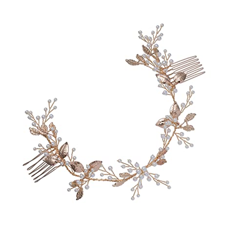 DOITOOL Haarschmuck Für Die Brautjungfer Haarschmuck Für Die Hochzeit Haarschmuck Für Frauen Haarkämme Für Frauen Kamm Für Braut Goldene Haaraccessoires Brautkamm Hochzeitskleid Blätter von DOITOOL