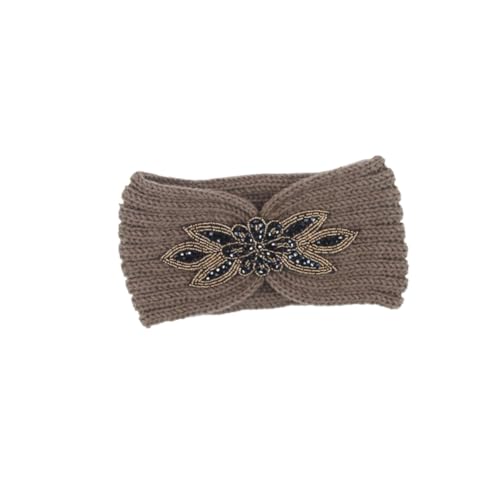 DOITOOL Haarstreifen Haarstirnbänder Accessoires Mädchen Haarbänder Haarband Wollgarn Stirnband Blumenmuster Stirnband Kristall Ohrhörer Beanie Edelstein Damen Häkelarbeit von DOITOOL