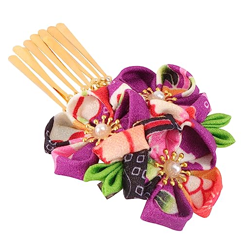 DOITOOL Braut Haarspange Haargummis Brautaccessoires japanische Haarnadel Haarspangen Blumen für Haarschmuck Haarpflegezubehör Hanfu schmücken Haarteil Blüte Mädchen Haarring Violett von DOITOOL